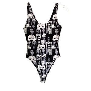 Forever 21 Black White Barbie Graphic Print Sleeveless Tank Bodysuit Size Small